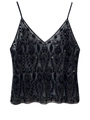 Exquisites schwarzes Pailletten-Top mit Art-Deco-Perlen und schmalem V-Ausschnitt - Einheitsgröße / Schwarz