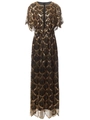 Elegante abito nero stile Gatsby con motivi a ventaglio in paillettes dorate e girocollo - Taglia unica / Nero e Oro
