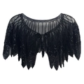 Coprispalle in tulle nero con paillettes e orlo smerlato per abiti da cerimonia - Nero