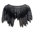 Elegante scialle nero con paillettes e motivi di perline luccicanti per abiti da sera - Nero Argento