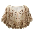 Champagne gold vintage sequin shawl wrap with 1920s glitter patterns for evening party - Apricot Gold