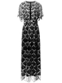 Abito con paillettes Art Déco con motivo a conchiglia, maniche a mantella e taglio lungo - Taglia unica / Nero Argento