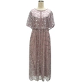 Pink tulle evening gown with silver sequins and a sheer capelet overlay - One Size / Top And Bottom / Light Purple
