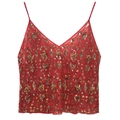 Sparkling red sequin camisole with gold heart patterns and delicate spaghetti straps - One Size / Red Gold