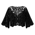 Elegante zwarte lovertjes cape met transparant gaas en vintage borduurpatronen - Eén maat / Zwart