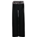 Pantaloni neri a gamba larga da donna con vita alta e inserto con stampa zebrata chic - S / Zebra Nero