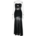 Sexy schwarzes trägerloses Kleid mit Spitze, Raffung und transparentem Mesh-Saum für Damen - S / Schwarz