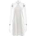 Elegantes weißes Satin-Neckholder-Minikleid mit rückenfreiem Bodycon-Schnitt - L / Weiß