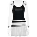 Vestido corto sexy en blanco y negro con cintura a rayas y detalle de volantes - S / Negro