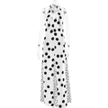 Abito lungo con scollo a V profondo e schiena scoperta con fantasia a pois estiva chic - M / Bianco