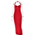 Mouloze rode halter maxi-jurk met hartvormige halslijn en slanke pasvorm - S / Rood