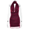 Completo chic bordeaux con top a lupetto e gonna aderente con finiture in nappe eleganti - L / Borgogna