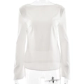 Élégant chemisier blanc en satin à col bateau et manches longues avec une finition soyeuse - S / Blanc