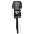 Zweiteiliges schwarzes Netzkleid mit Polka-Dots, engem Rock und Schleifendekor - S / Schwarz