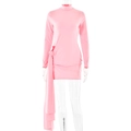 Abito mini rosa aderente a maniche lunghe con collo alto e dettaglio nodo laterale - L / Rosa