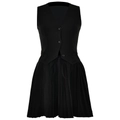 Ensemble deux pièces femme avec gilet noir à col en V et mini-jupe plissée - S / Haut Et Bas / Noir