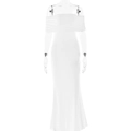 Vestido largo blanco sin tirantes con escote con volantes y corte entallado para eventos - L / Blanco