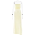 Slim fit backless pale yellow tube maxi dress with flattering side ruched pleats - S / Yellow
