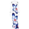 Damen Sommer-Maxikleid in schmaler Passform mit blauem Blumendruck und Spaghetti-Trägern - S / Blau