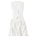 Ensemble blanc deux pièces pour femme avec gilet à col en V et jupe plissée courte - S / Haut Et Bas / Blanc