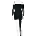 Sexy schwarzes schulterfreies Bodycon-Kleid mit transparenten Ärmeln und Raffungen - S / Schwarz