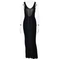 Robe longue noire en maille sans manches avec rayures ajourées et coupe moulante sexy - S / Noir
