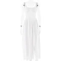Elegant white square neck maxi dress with pleats and a high slit side detail - S / White