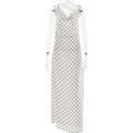 Abito lungo bianco a pois con scollo a cappuccio e spalline sottili per moda estiva donna - S / Bianco