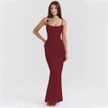 Close-up of wine red bodycon dress featuring corset-style gathering and ruched details - S / Burgundy