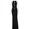 Robe de soirée noire moulante avec strass émeraude et détails ajourés élégants - S / Noir