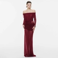 Detail of the draped mesh texture and elegant ruched bodice of a burgundy formal dress - S / Burgundy