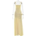 Vestido largo plisado de tirantes amarillo pálido con silueta ajustada y escote cuadrado - S / Amarillo