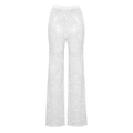 Elegant high-waisted white sequin wide-leg pants for women with shimmering party finish - S / White