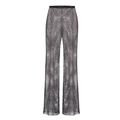 Sparkly black mesh wide-leg pants with rhinestones and high waist design for parties - L / Black