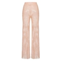 Sparkly light pink mesh wide leg trousers with rhinestones for party wear - S / Rose Red Gold