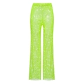 Sparkling neon green mesh wide leg trousers with shimmering rhinestones for women - S / Green