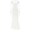 Vestido maxi de corsé blanco con hombros descubiertos, corte ajustado y dobladillo de sirena - S / Blanco