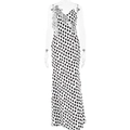 Polka dot maxi dress with ruffled V-neck and thin straps for a stylish summer look - S / Black
