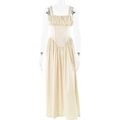 Cremeweißes Maxikleid mit geraffter Brustpartie und hoher Taille mit Stützpaneel - S / Aprikose