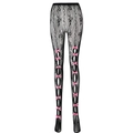 Atmungsaktive schwarze Spitzen-Leggings mit rosa Satinschleifen im Slim-Fit-Design - Einheitsgröße / Schwarz