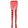 Sexy rote Blumen-Spitzenstrumpfhose mit Cut-outs und schwarzen Satinschleifen - Einheitsgröße / Rot