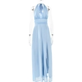 Abito lungo celeste con scollo all'americana schiena scoperta e spacco laterale - S / Blu