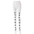 Leggings blancs respirants avec nœuds noirs et motif en tricot de dentelle - Taille unique / Blanc