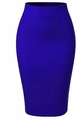 Detail of royal blue high waist pencil skirt featuring slim fit and sleek stretch fabric - Blue