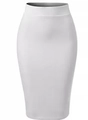 Detailed view of white high-waist bodycon skirt with seamless elastic fabric - White