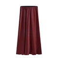Nahaufnahme von elegantem burgunderrotem Satin-Maxirock mit glatter Textur und edlem Glanz - S / Burgunderrot