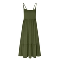 Flat lay of Army Green tiered midi dress with spaghetti straps and sleeveless design - S / Army Green