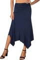 Nahaufnahme des asymmetrischen Saums an einem dunkelblauen High-Waist-Rock für Damen - S / Dunkelblau