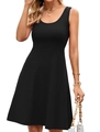 Slim fit sleeveless black A-line dress with scoop neck for a stylish summer look - S / Black