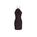 Detail shot of halter-neck dress with a large 3D rose flower and bodycon silhouette - XS / Black